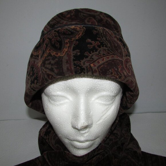 Paisley Velvet Pillbox Hat and Scarf Set - Picture 4 of 16